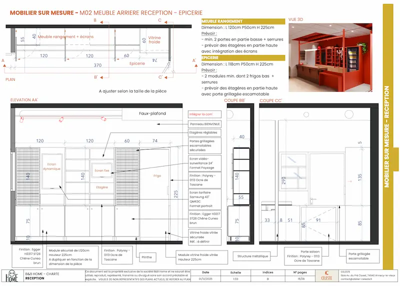 mobilier sur mesure arrière réception