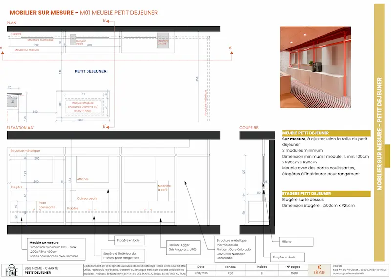 mobilier sur mesure petit déjeuner