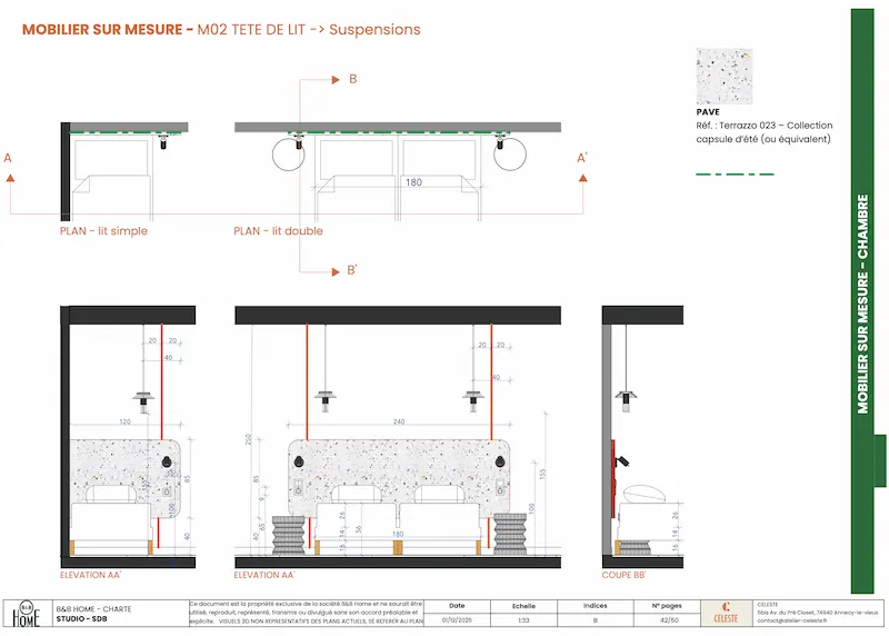 mobilier sur mesure tête de lit