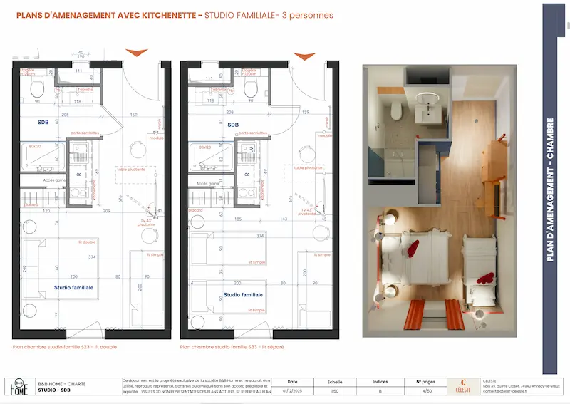 plan d'aménagement avec kitchenette